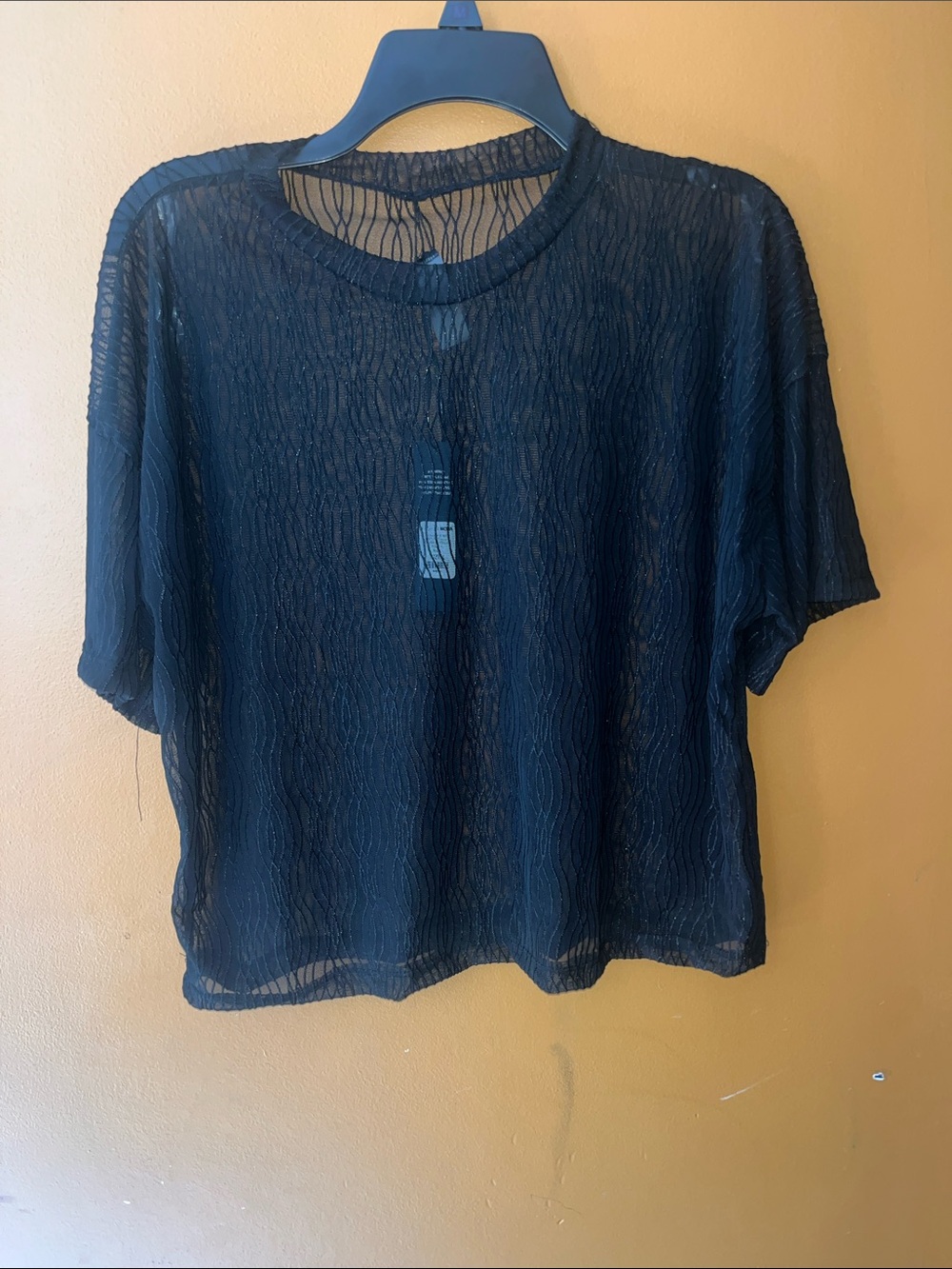 Fashion Nova Sheer Black Short Sleeve Tee